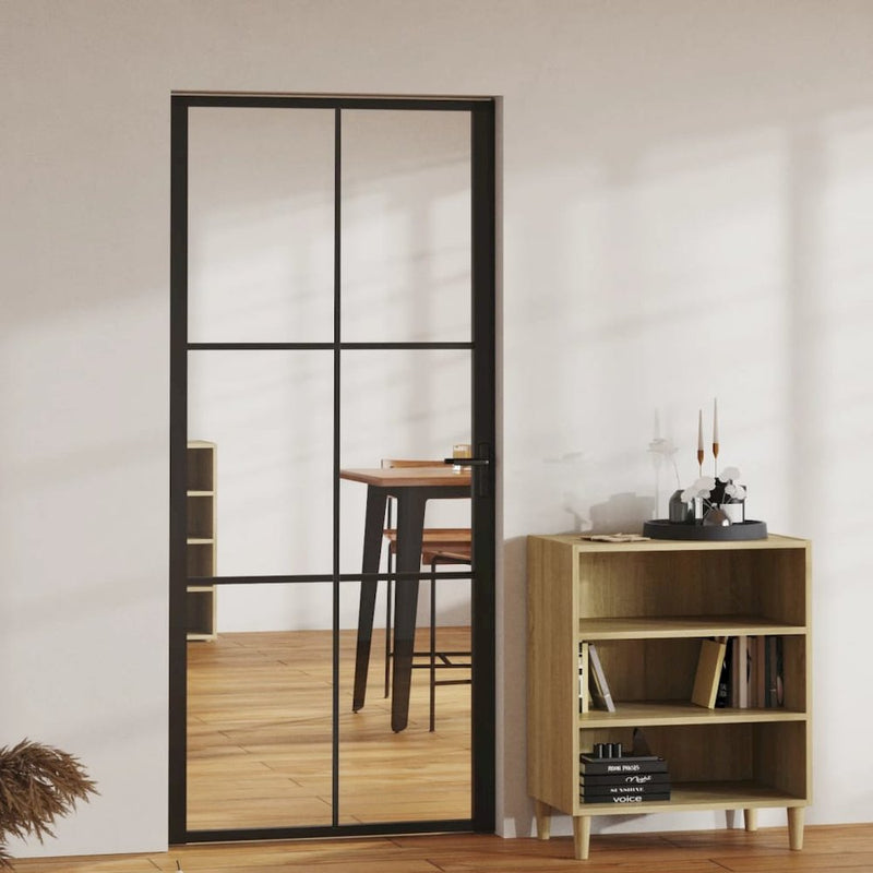 Interior Door ESG Glass and Aluminum 36.6"x79.3" Black