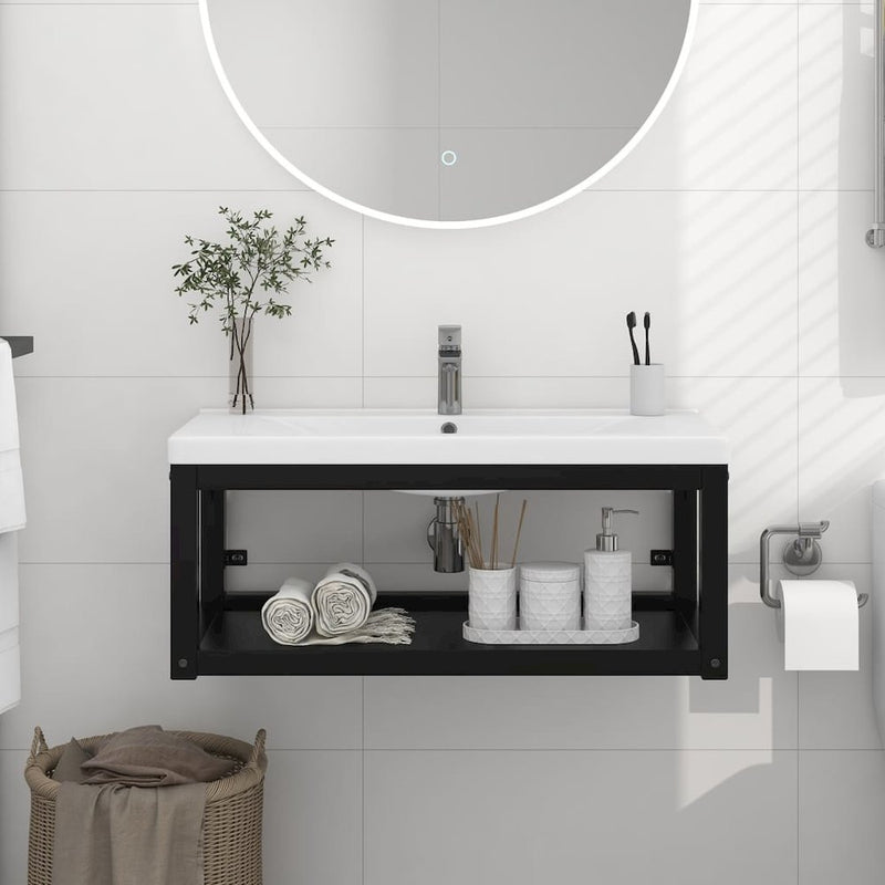 Wall-mounted Bathroom Washbasin Frame Black 31.1" x 15" x 12.2" Iron