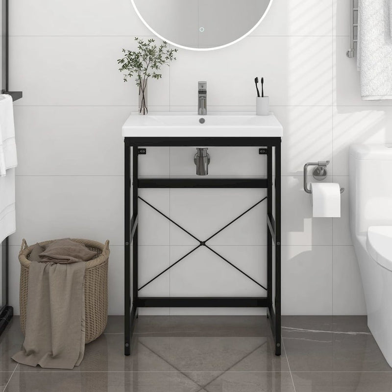 Bathroom Washbasin Frame Black 23.2"x15"x32.7" Iron