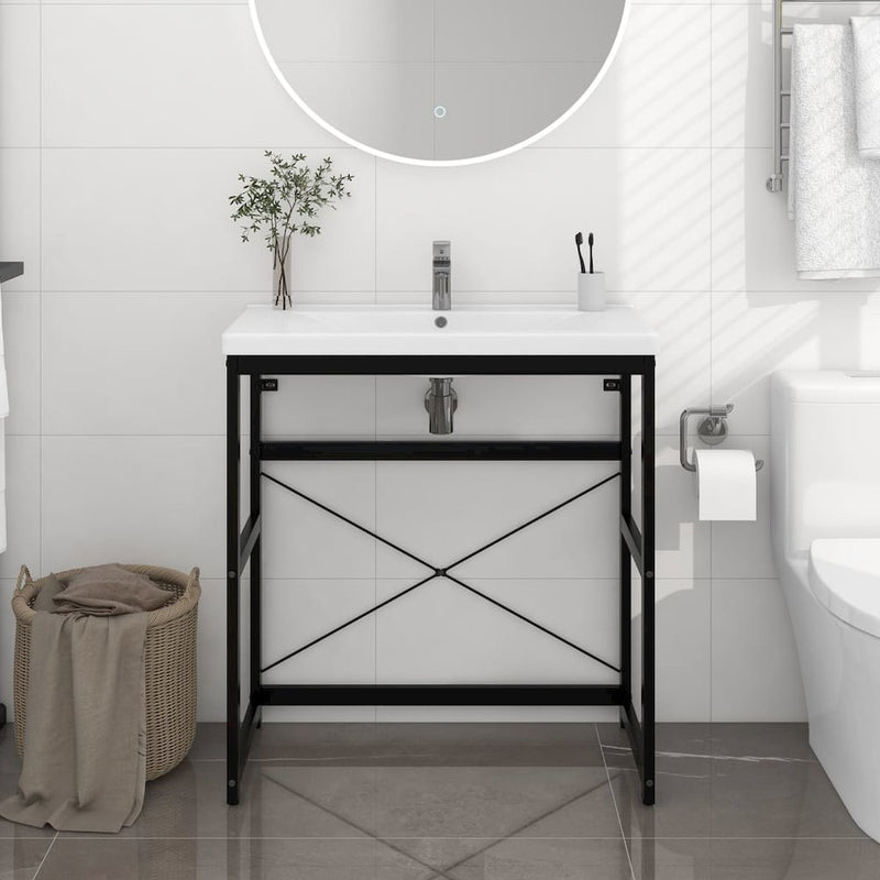 Bathroom Washbasin Frame Black 31.1" x 15" x 32.7" Iron