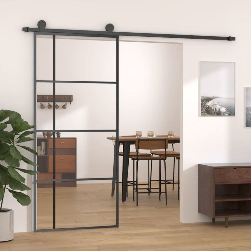 Sliding Door ESG Glass and Aluminum 35.4"x80.7" Black