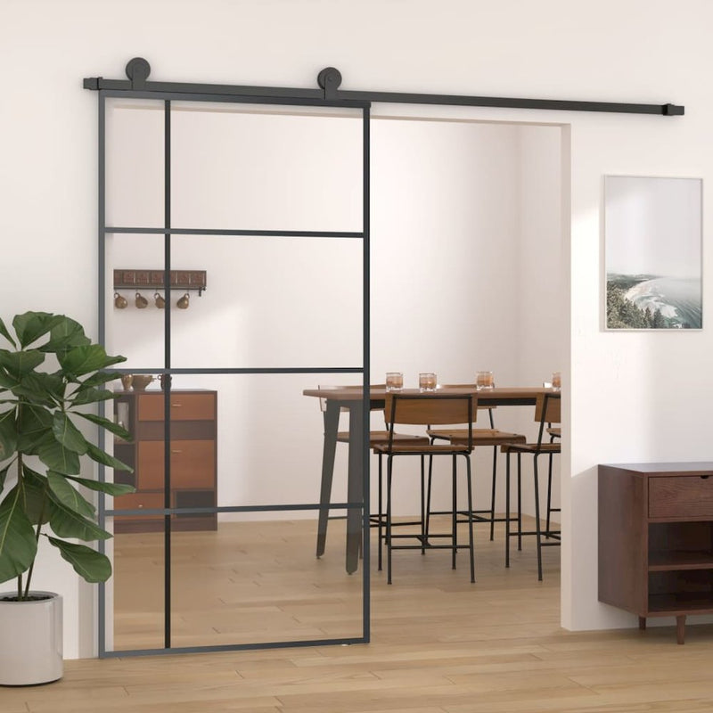 Sliding Door ESG Glass and Aluminum 40.4"x80.7" Black