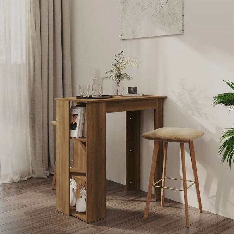 Bar Table with Shelf Brown Oak 40.2"x19.7"x40.7" Engineered Wood