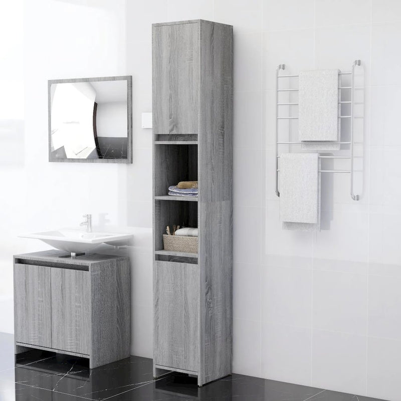 Bathroom Cabinet Gray Sonoma 11.8"x11.8"x72.2" Engineered Wood