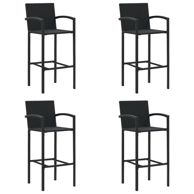 Bar Stools 4 pcs Black Poly Rattan