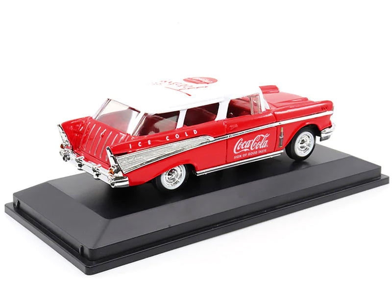 1957 Chevrolet Nomad Coca-Cola Red with White Top and Red Interior 1/43 Diecast Model Car by Motor City Classics