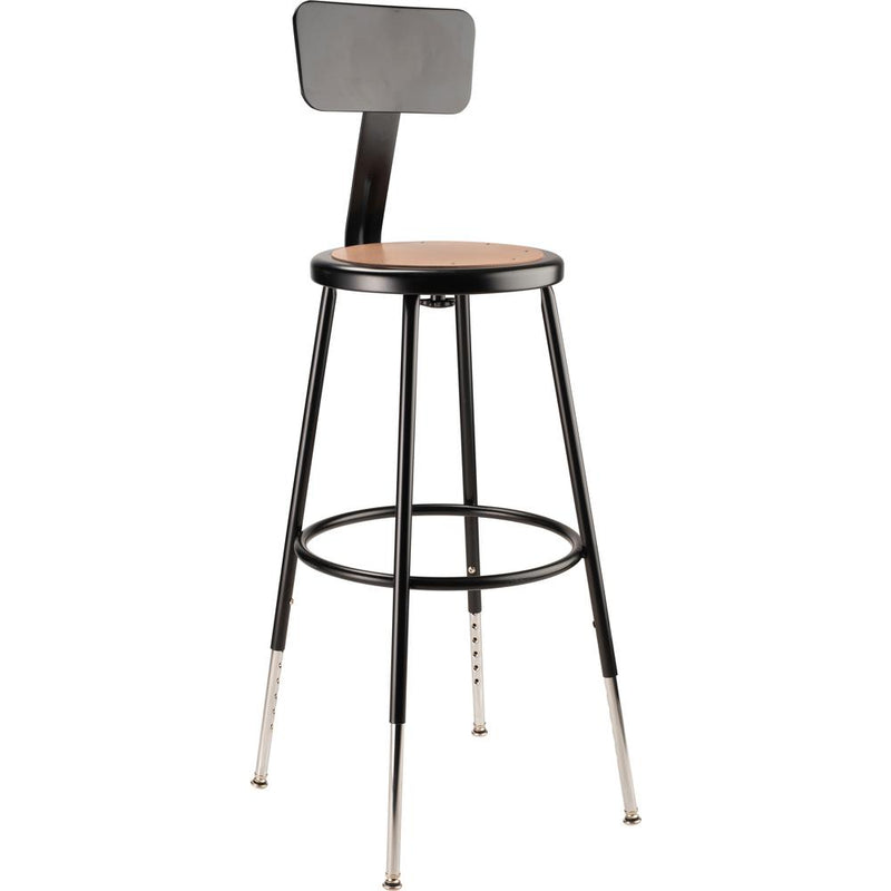 NPSÂ® 25"-33" Height Adjustable Heavy Duty Steel Stool With Backrest, Black