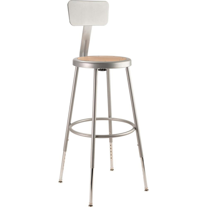 NPSÂ® 25"-33" Height Adjustable Heavy Duty Steel Stool With Backrest, Grey