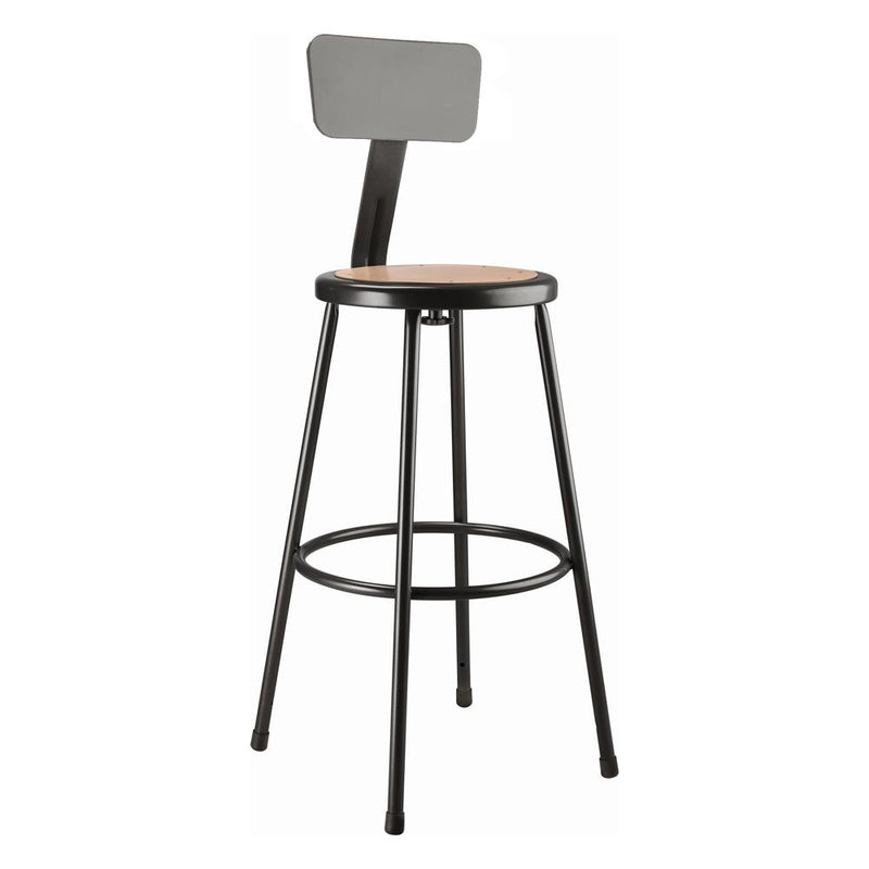 NPSÂ® 30" Heavy Duty Steel Stool With Backrest, Black