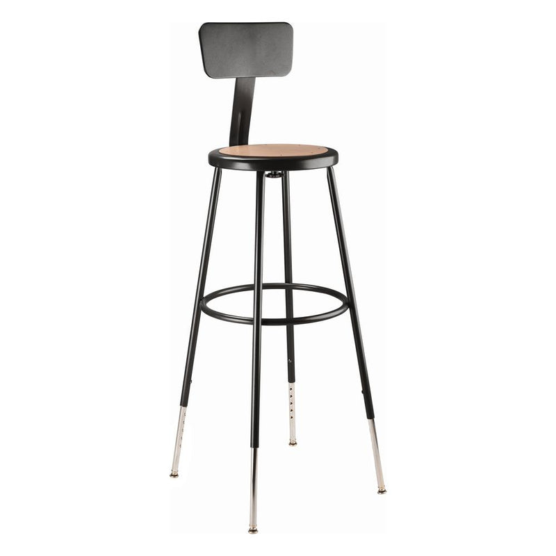 NPSÂ® 32 -39" Height Adjustable Heavy Duty Steel Stool With Backrest, Black