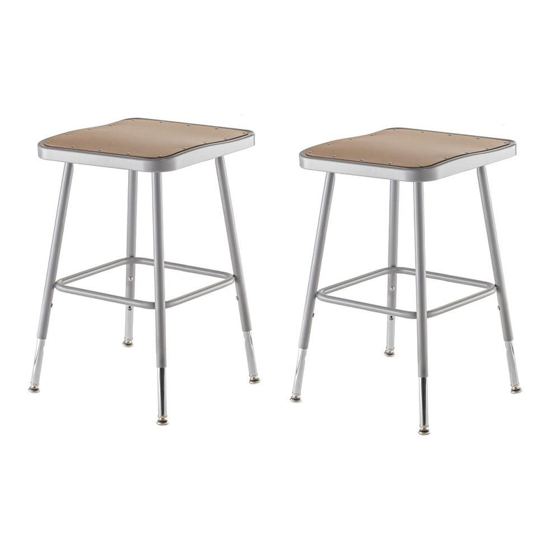 NPSÂ® 19"-27" Height Adjustable Heavy Duty Square Seat Steel Stool, Grey