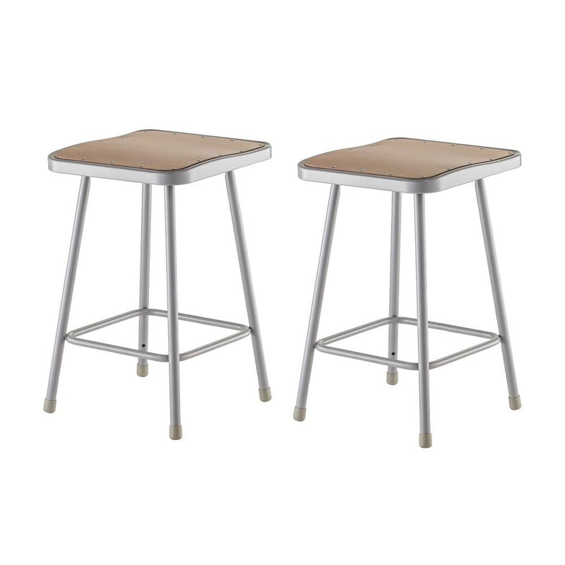 NPSÂ® 24" Heavy Duty Square Seat Steel Stool, Grey