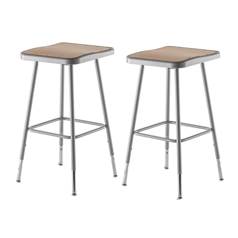 NPSÂ® 25"-33" Height Adjustable Heavy Duty Square Seat Steel Stool, Grey