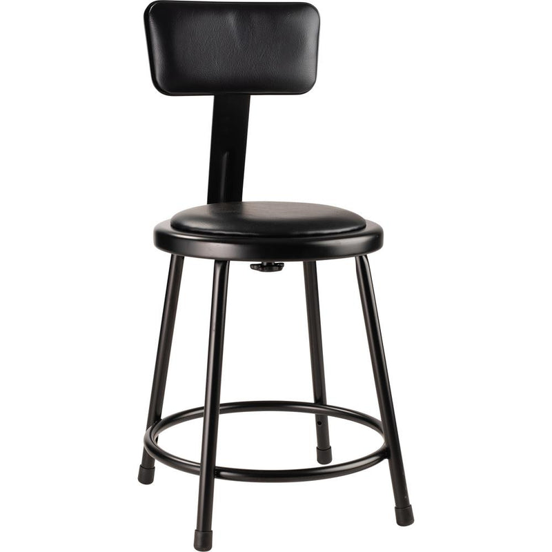 NPSÂ® 18"Heavy Duty Vinyl Padded Steel Stool With Backrest, Black