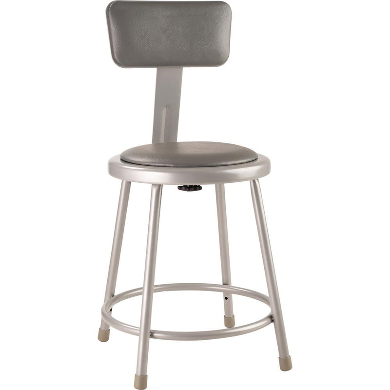 NPSÂ® 18"Heavy Duty Vinyl Padded Steel Stool With Backrest, Grey