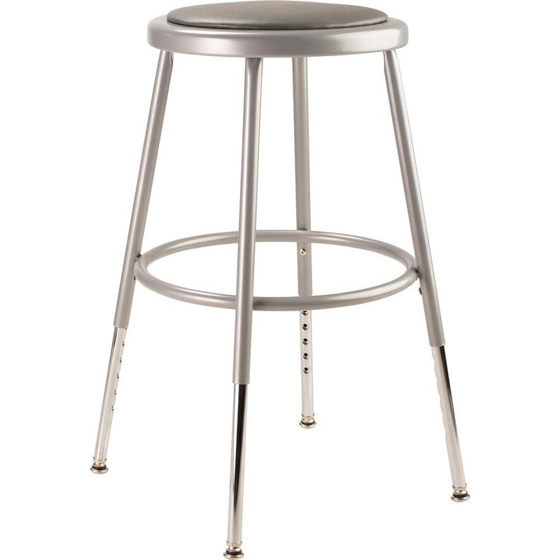 NPSÂ® 19"-27" Height Adjustable Heavy Duty Vinyl Padded Steel Stool, Grey