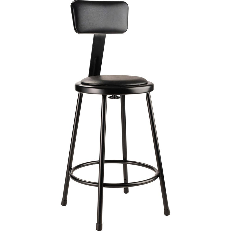 NPSÂ® 24"Heavy Duty Vinyl Padded Steel Stool With Backrest, Black