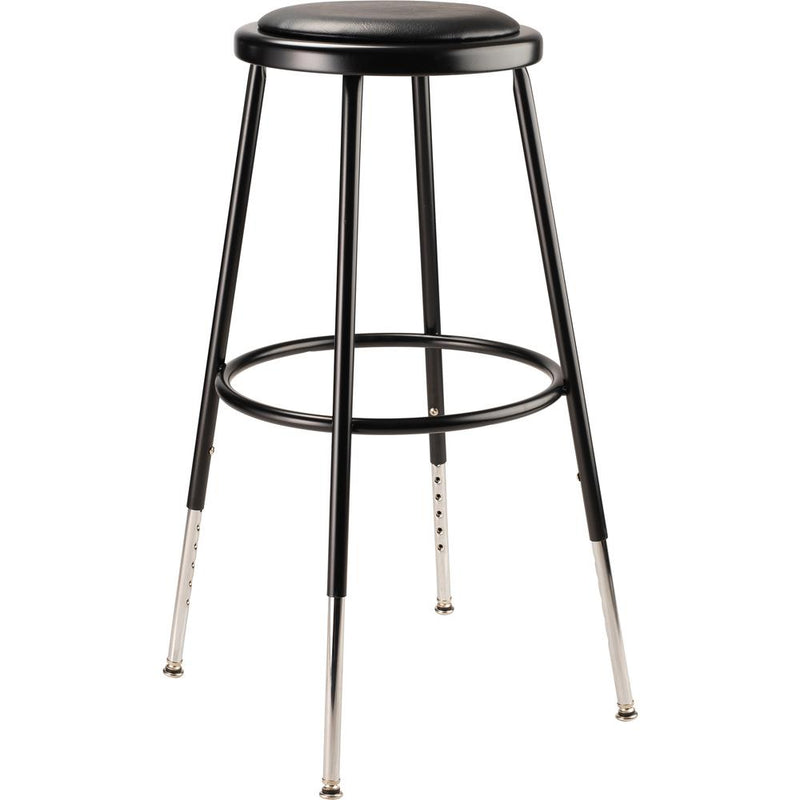 NPSÂ® 25"-33" Height Adjustable Heavy Duty Vinyl Padded Steel Stool, Black