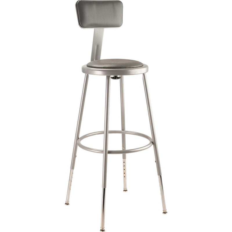 NPSÂ® 25"-33" Height Adjustable Heavy Duty Vinyl Padded Steel Stool With Backrest, Grey