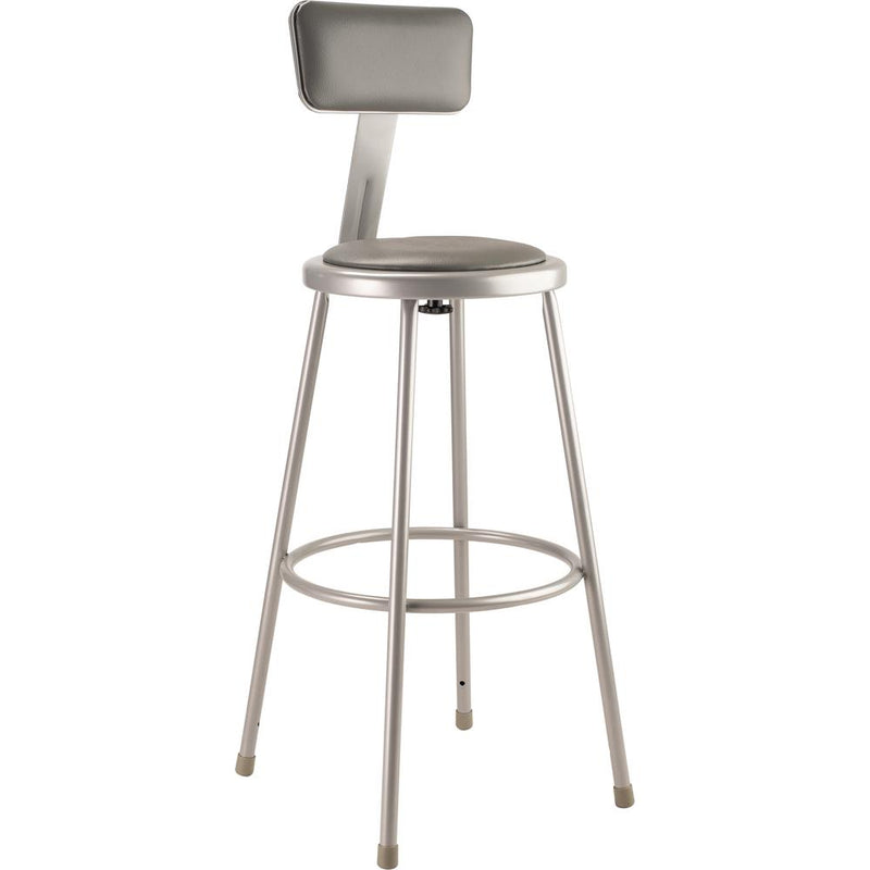 NPSÂ® 30"Heavy Duty Vinyl Padded Steel Stool With Backrest, Grey