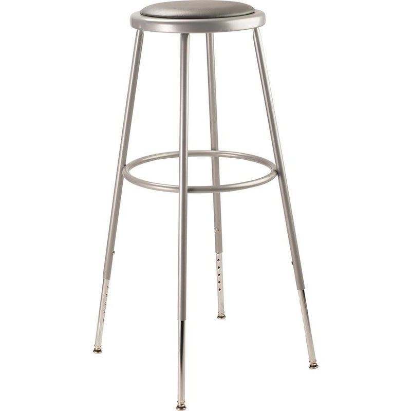 NPSÂ® 32"-39" Height Adjustable Heavy Duty Vinyl Padded Steel Stool, Grey