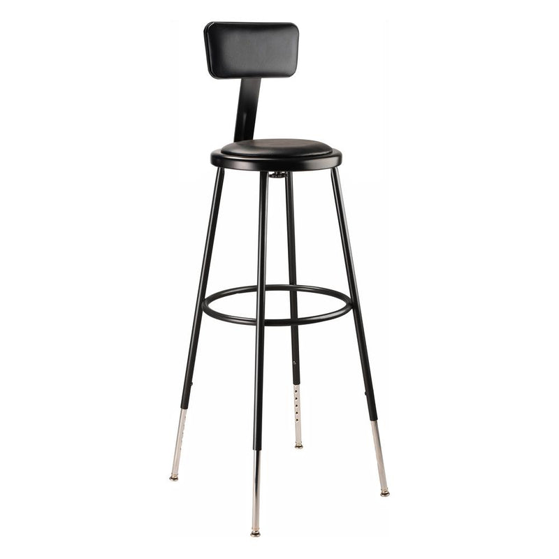 NPSÂ® 32 -39" Height Adjustable Heavy Duty Vinyl Padded Steel Stool With Backrest, Black