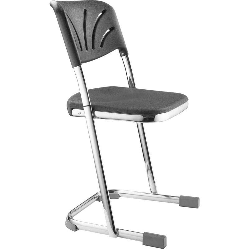 NPSÂ® 18" Elephant Z-Stool With Backrest, Black Seat and Chrome Frame