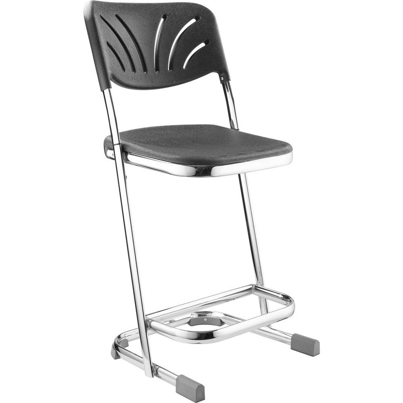 NPSÂ® 22" Elephant Z-Stool With Backrest, Black Seat and Chrome Frame