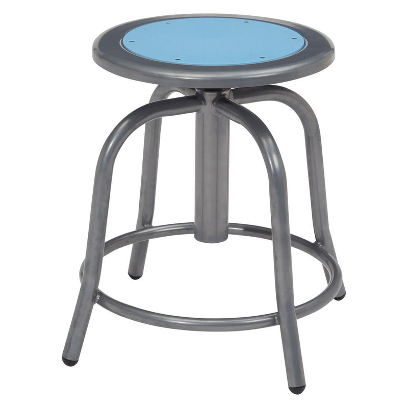 NPSÂ® 18â€ - 24â€ Height Adjustable Swivel Stool, Blueberry Seat and Grey Frame