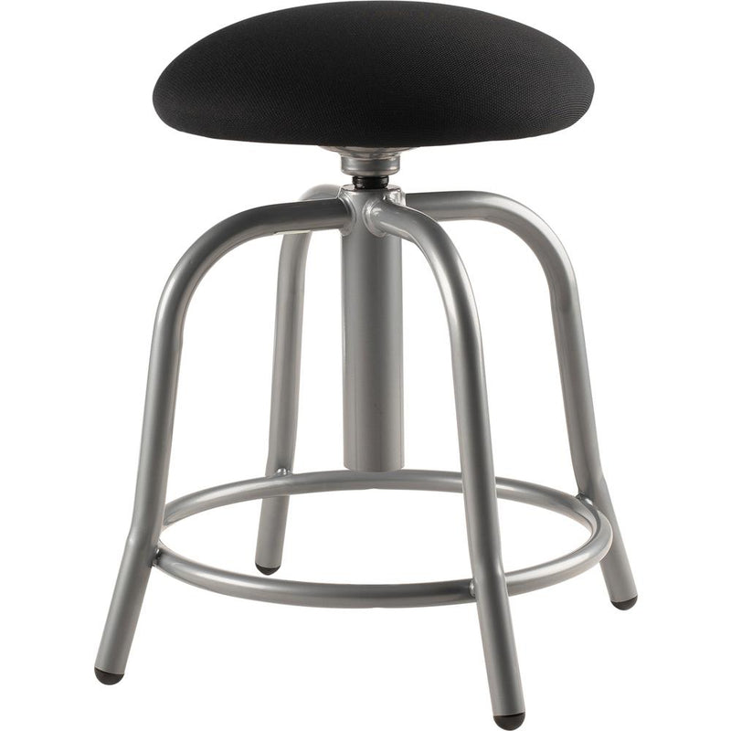 NPSÂ® 18"-25" Height Adjustable Designer Stool, 3" Fabric Padded Black Seat, Grey Frame