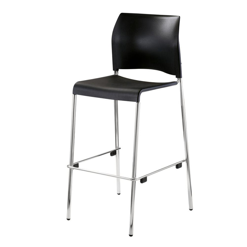 NPSÂ® Cafetorium Bar Stool, Plastic Seat, Black