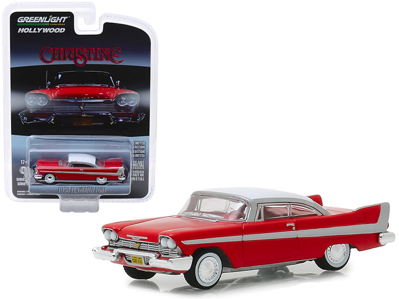 1958 Plymouth Fury Red with White Top Christine (1983) Movie Hollywood Series Release 23 1/64 Diecast Model Car by Greenlight