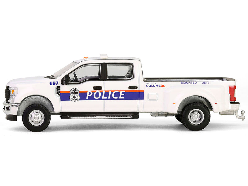 2019 Ford F-350 XL Dually Pickup Truck "Columbus Division of Police Mounted Unit Columbus OH" White "Dually Drivers" Series 15 1/64 Diecast Model Car by Greenlight