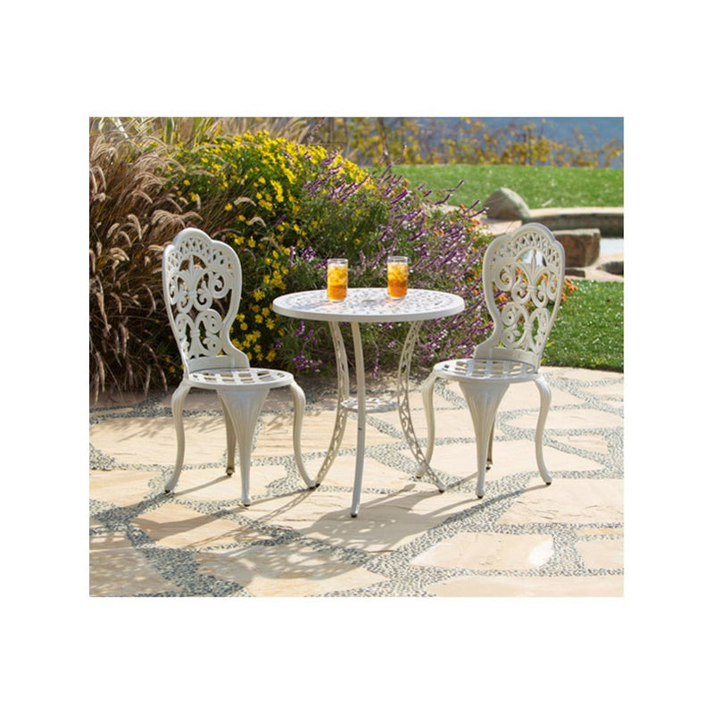 Fiesta Outdoor Aluminum Ecru 3 Piece Bistro Set