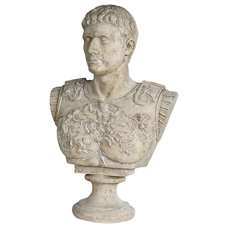 Augustus Caesar Faux Stone Bust 32.25" Tall