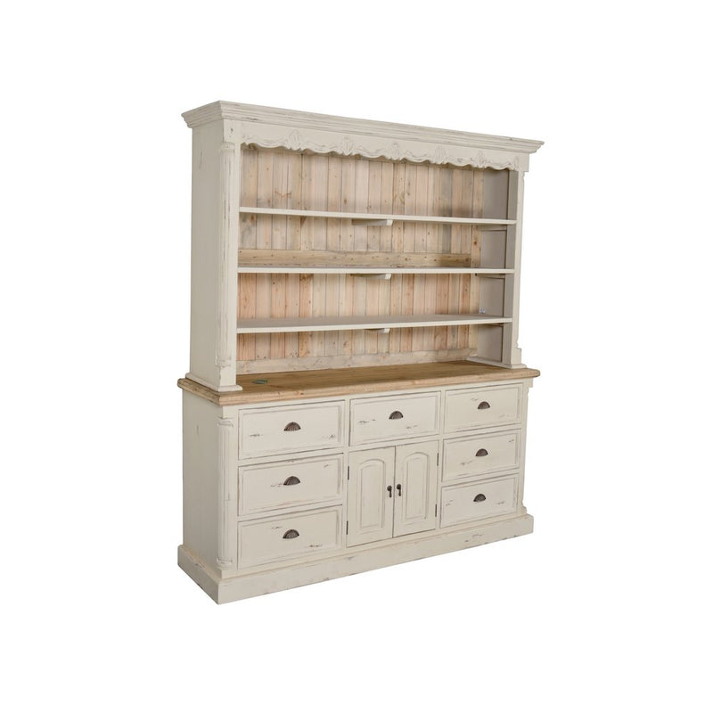 Farmhouse Cote de Azur Hutch in White Chalk and Natural Finish