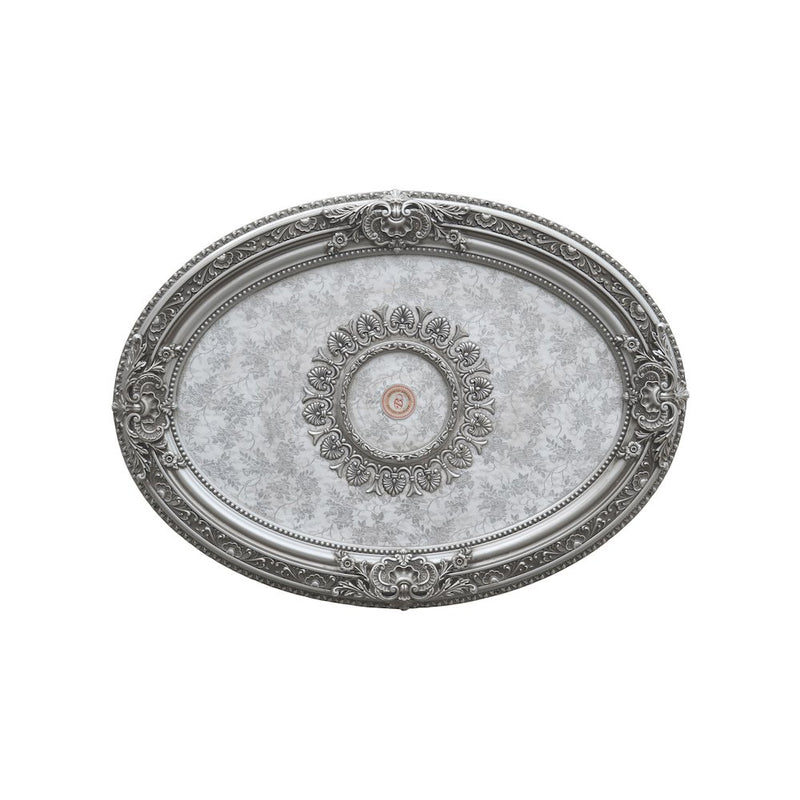 Antique Silver Petite Oval Ceiling Medallion