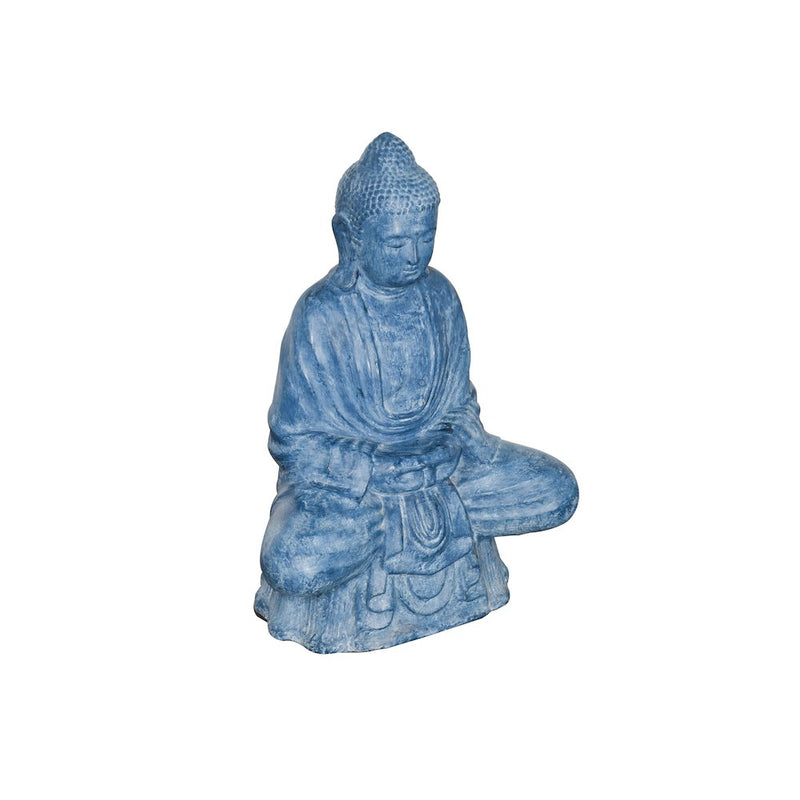 Sitting Buddha Lotus Blue Wash Finish