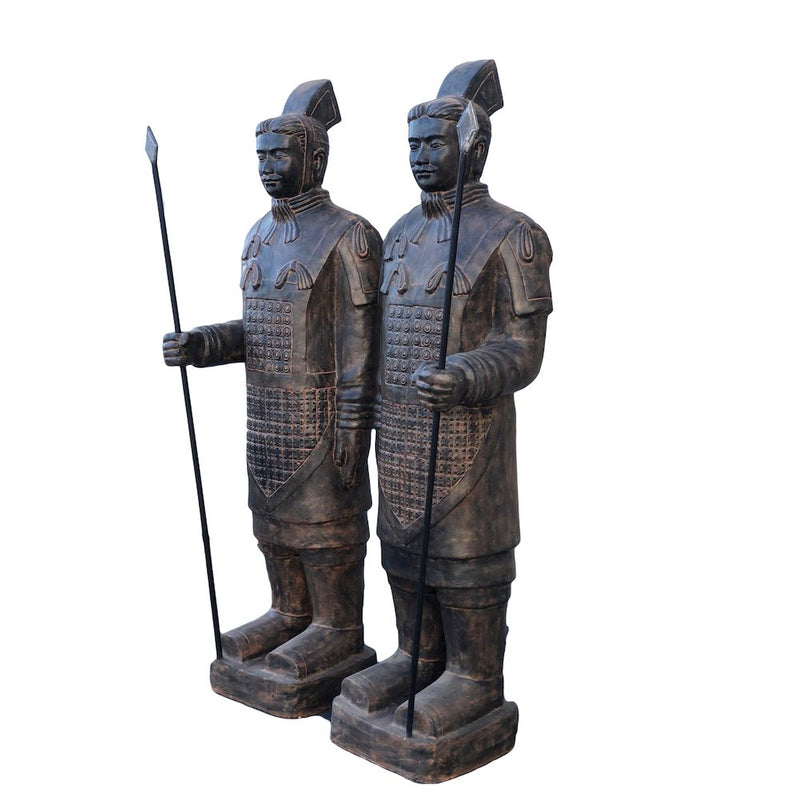 Life Size Pair of Standing Soldiers 78.74" Tall With Black Earthy Finish