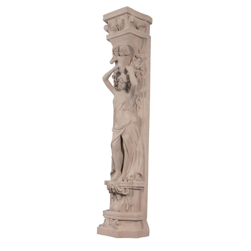 Roman Girl With Bowl Pilaster Stone Cast