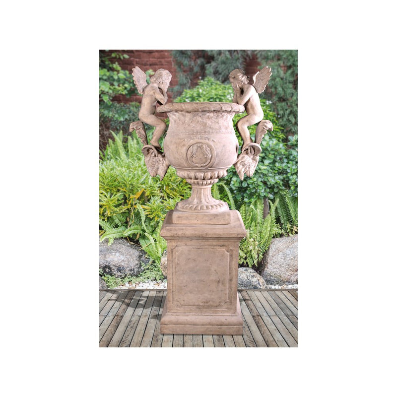 Angels Urn On Base Stone Cast