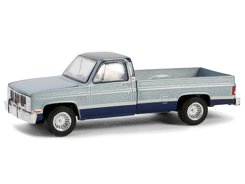 1985 GMC Sierra Classic K2500 Pickup Truck Silver Metallic and Midnight Blue "Down on the Farm" Series 9 1/64 Diecast Model by Greenlight