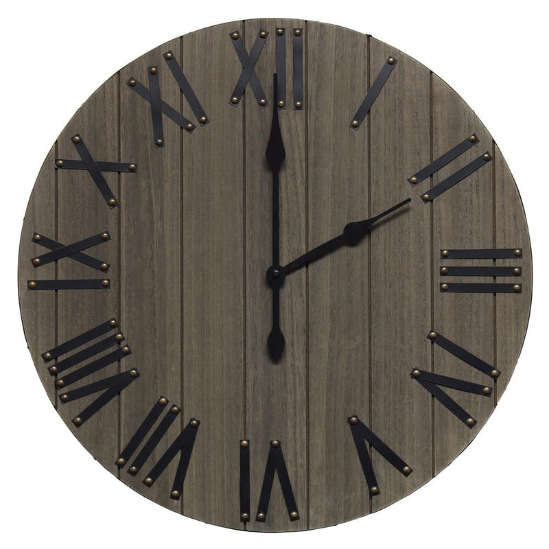 Handsome 21" Rustic Farmhouse Wood Wall Clock, Rustic Gray