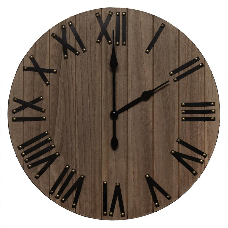 Handsome 21" Rustic Farmhouse Wood Wall Clock, Restored Wood