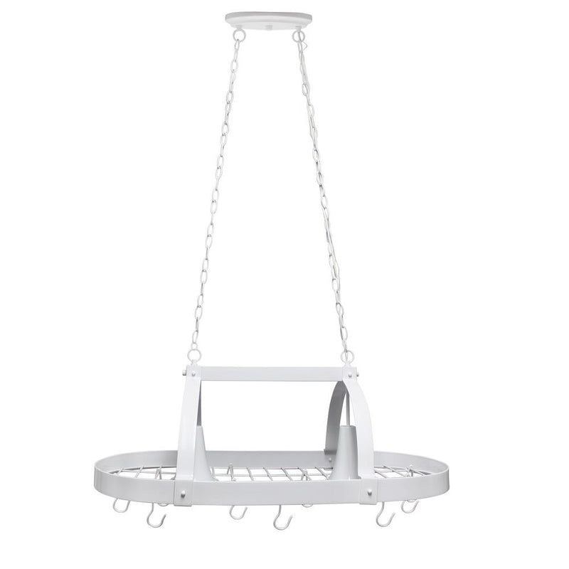 White 2 Light Kitchen Pot Rack with Downlights