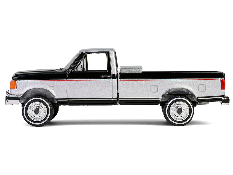 1990 Ford F-250 Pickup Truck with Tool Box Raven Black and Silver Metallic "Down on the Farm" Series 10 1/64 Diecast Model by Greenlight