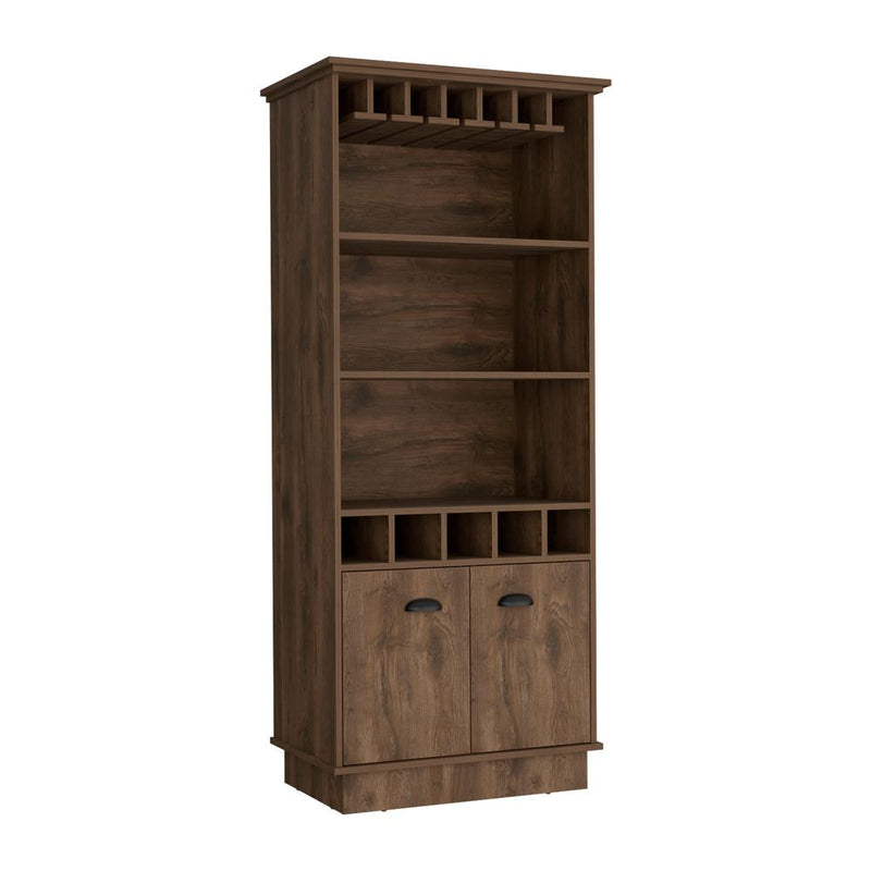 70"H Bar Cabinet with Wine Rack, Upper Glass Cabinet