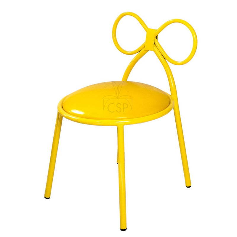 Metal Kids Bow Chair metal  - Yellow with Yellow Cushion - Gloss