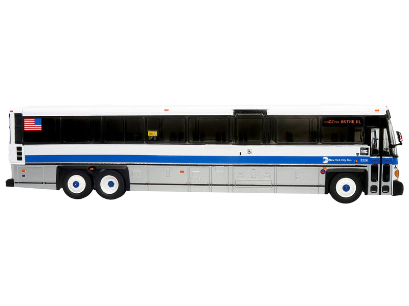 MCI D4500CT Express Coach Bus "MTA New York City Transit" White with Blue Stripes "The Bus & Motorcoach Collection" Limited Edition to 504 pieces Worldwide 1/50 Plastic Model by Iconic Replicas