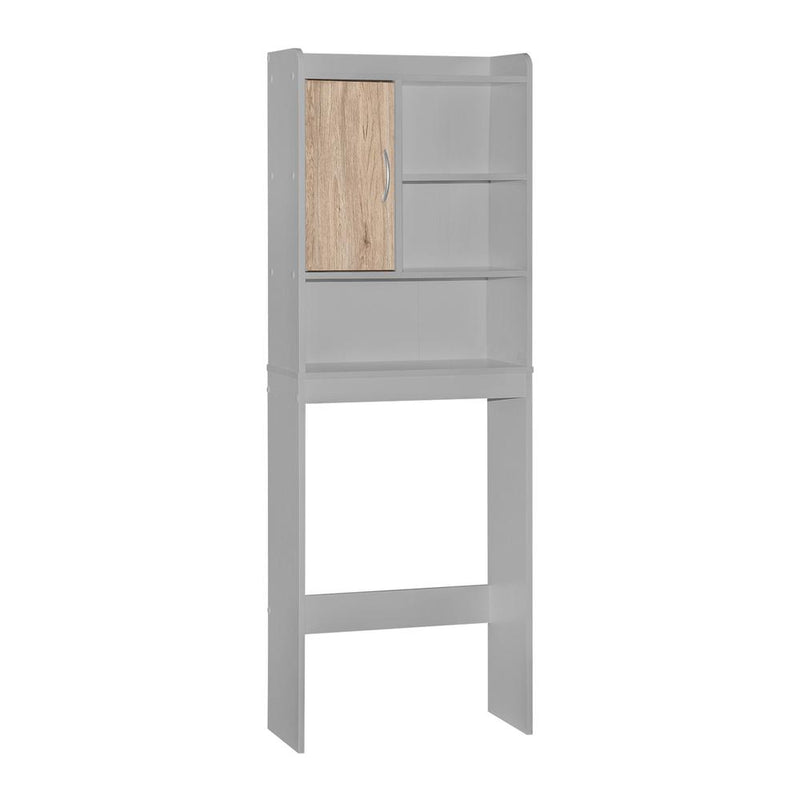 Better Home Products Ace Over-the-Toilet Storage Cabinet in Light Gray & Natural Oak